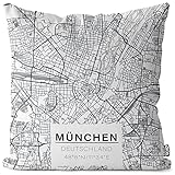 VOID München Karte Kissenbezug Kissenhülle Sofakissen Kissen Deko Outdoor-Kissen Dekokissen, Kissen Größe:50 x 50 cm