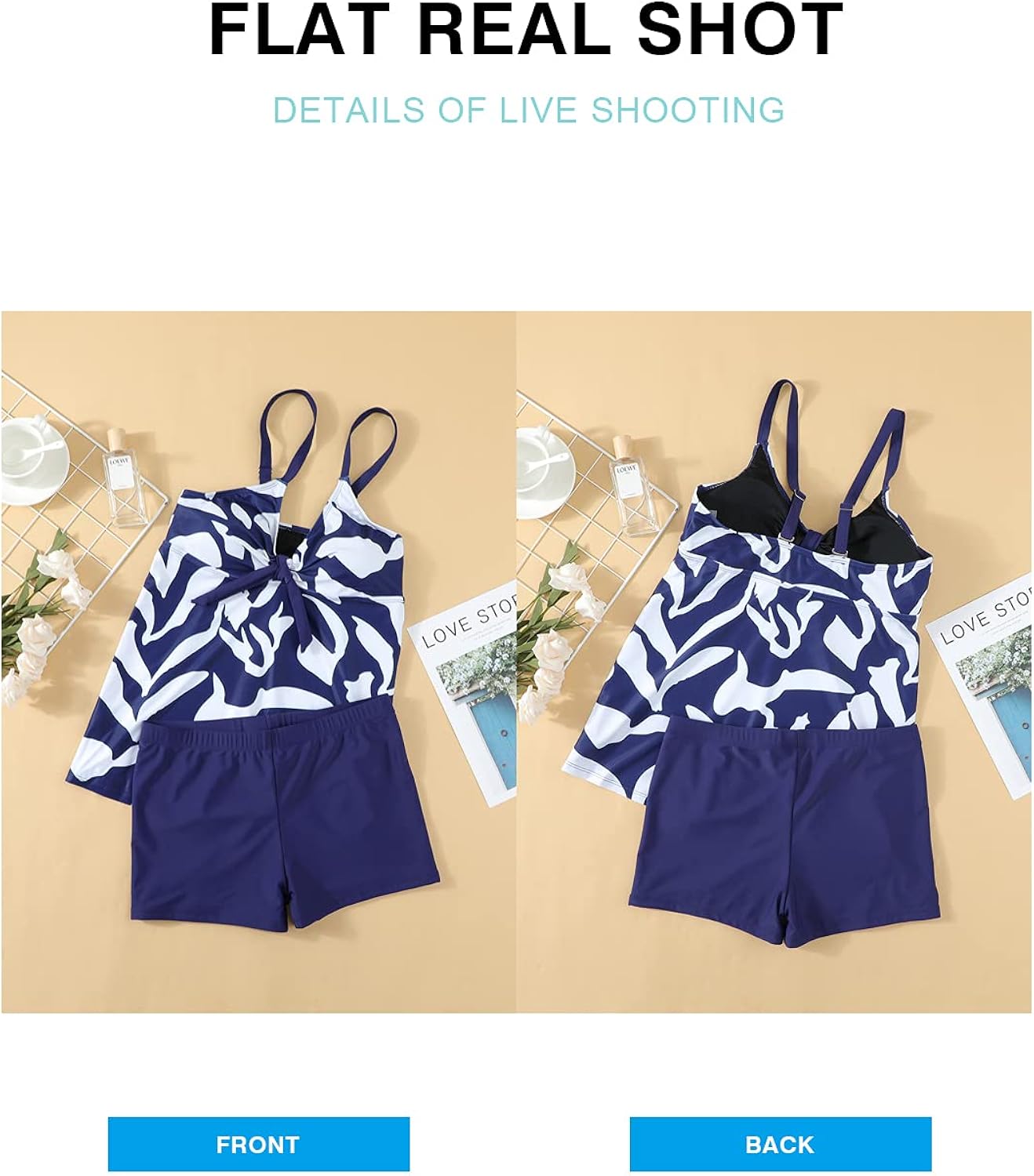 Aleumdr Womens Printed Two Piece Tankini Push up Tankini Top with Bottom : Clothing, Shoes & Jewelry