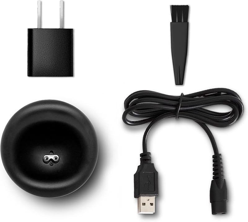 Kit de carregamento e acessórios MANSCAPED The Lawn Mower 3.0 com base USB, cabo USB, adaptador AC e escova