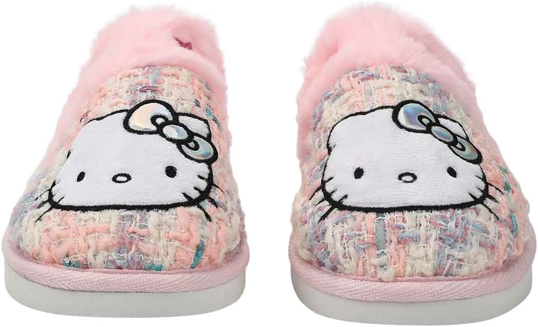 Bioworld Hello Kitty PVC Sequin Character Patch Women's Gray Tweed Mules - Image 5