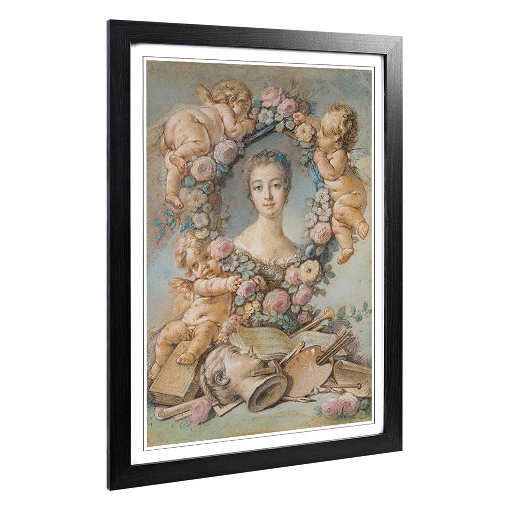 Big Box Art Framed Print of Francois Boucher Madame Pompadour Design | Wall Art Picture | Home Decor for Kitchen, Living Room, Bedroom, Hallway, Black, A2 / 24.5x18 Inch / 62x45cm