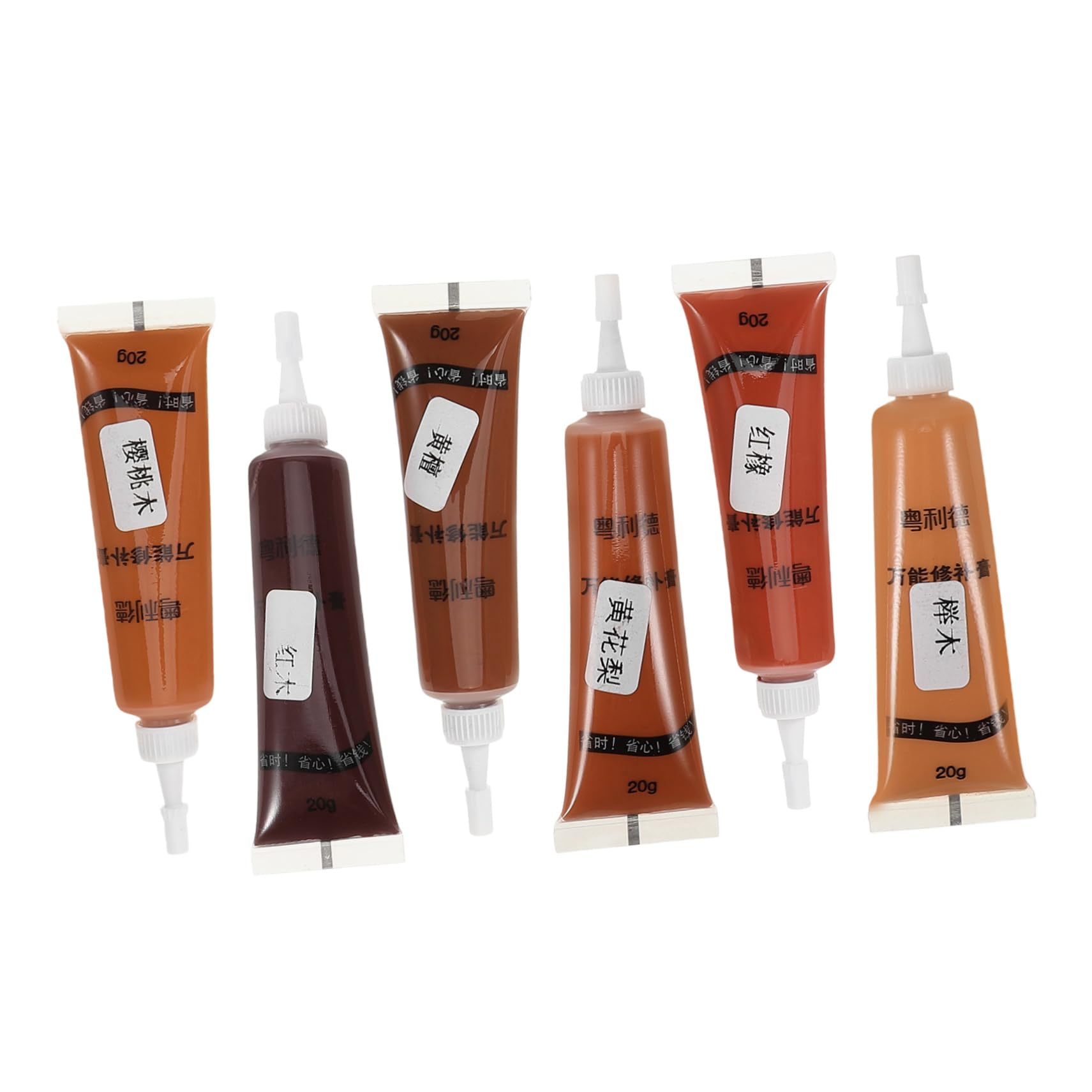 Angoily 6 Pack Wood Repair Paste Scratch Cover for Floors Doors Windows Elm Cherry Rosewood Sandalwood