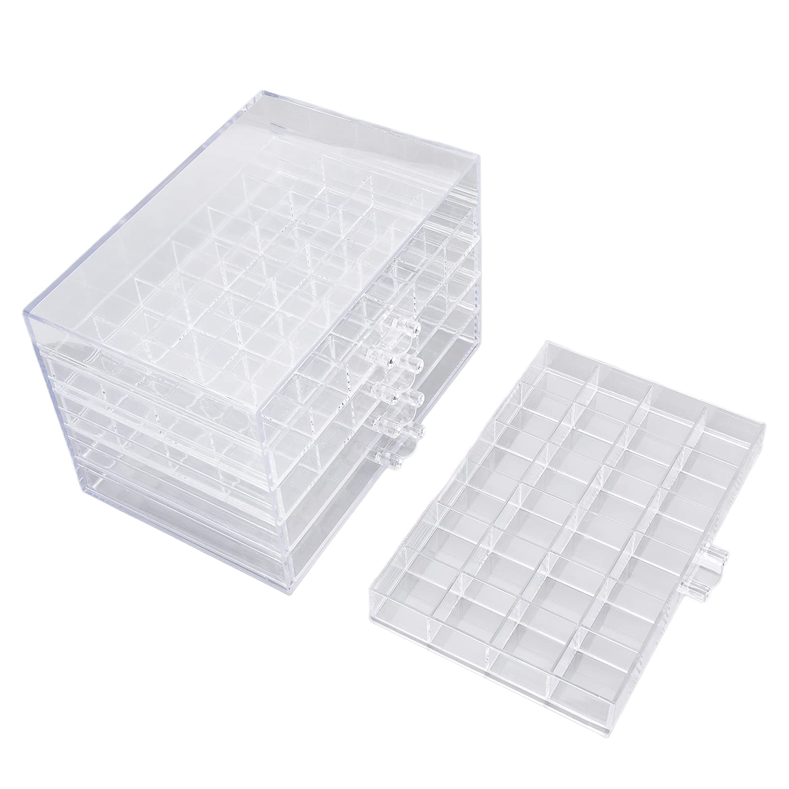 5 Layer Nail Art Storage Box | Crystal Clear Acrylic Organizer Ends Mess | Transparent Jewelry Box for Home/Bedroom/Vanity | Sturdy Drawer with Handle, Large Capacity