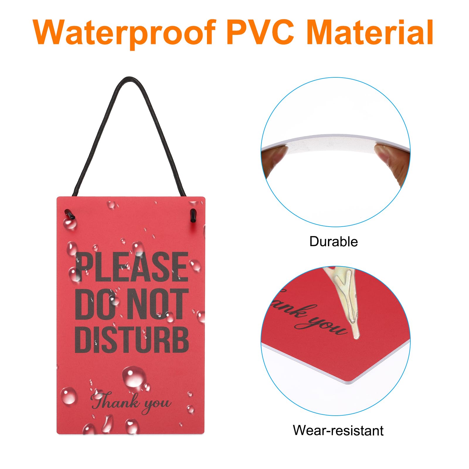 PATIKIL Do Not Disturb Door Hanger Sign, PVC Double Sided Welcome Please Knock Door Sign Decor for Office Meeting, Session - Image 3
