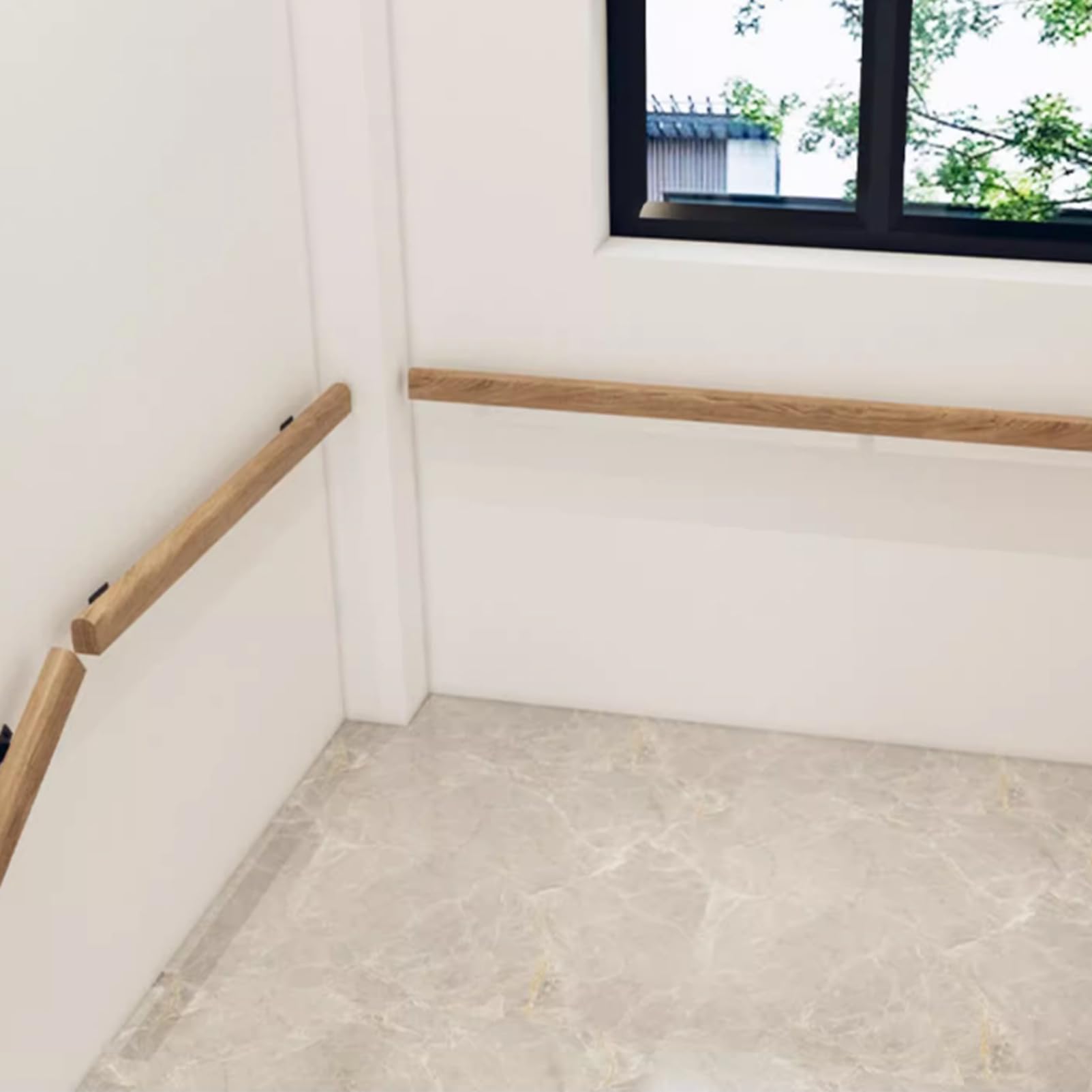 Handlauf Holz Innen Wasserdicht Rutschfest Sicherheit Haltegriff Handläufe für Treppen Treppenhandlauf Holzhandlauf mit Halterungen Treppengeländer für ältere Menschen Loft (150CM)