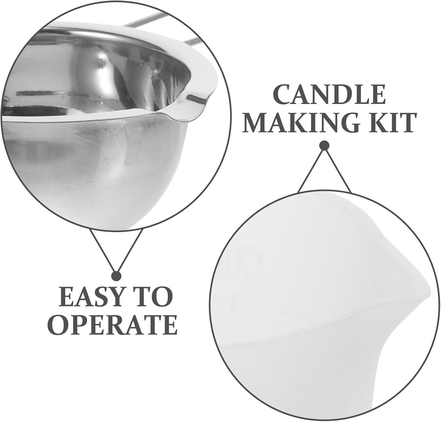 OSOLADY Candle DIY Kit Metal Wax Melting Pot with Silicone Handle 250ml Capacity for Homemade Candle Making and Wax Melt Burner with Measuring Cup