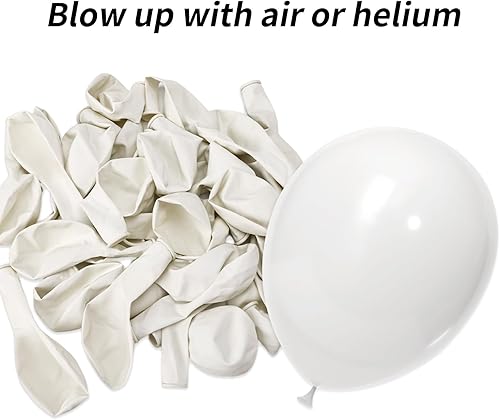 Miniatura 4 de RUBFAC 120 globos de fiesta de látex blanco de 5 pulgadas, globos blancos más gruesos para cumpleaños, bodas, baby shower, graduación, aniversario,