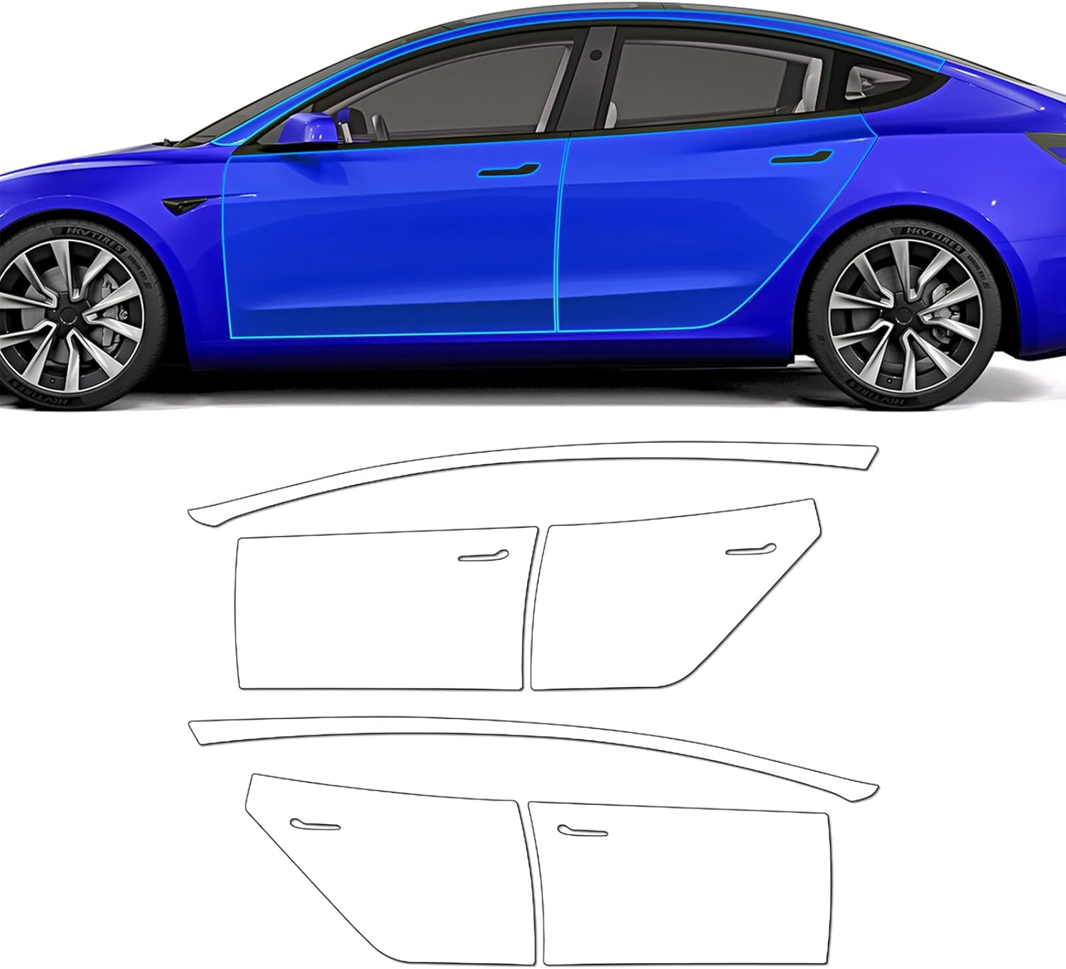 for Tesla Model 3 2024-2026 Door Film 8.5Mil Clear TPU PPF Pre-Cut Paint Protective Film Kit,Anti-Scratch Self-Adhesive Waterproof UV Resistant Car Exterior Wrap,for Tesla Protective Accessories