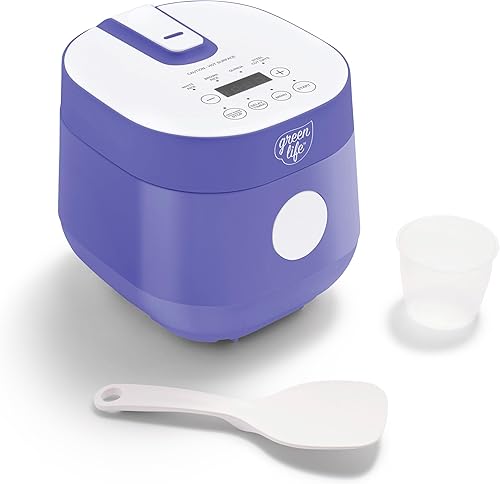 Miniatura 13 de Arrocera Digital GreenLife, 2 Tazas sin Cocinar/4 Tazas Cocinadas, Olla Removible Antiadherente de Cerámica Libre de PFAS, Ajustes Preestablecidos
