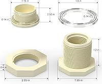 Vista 3 de TAISHER 8 piezas Blancas ABS 3/4" Juego de Adaptadores de Conexión de Tanque de Mamparo con Tapones y Junta para Tanque de Agua, Barriles de Lluvia