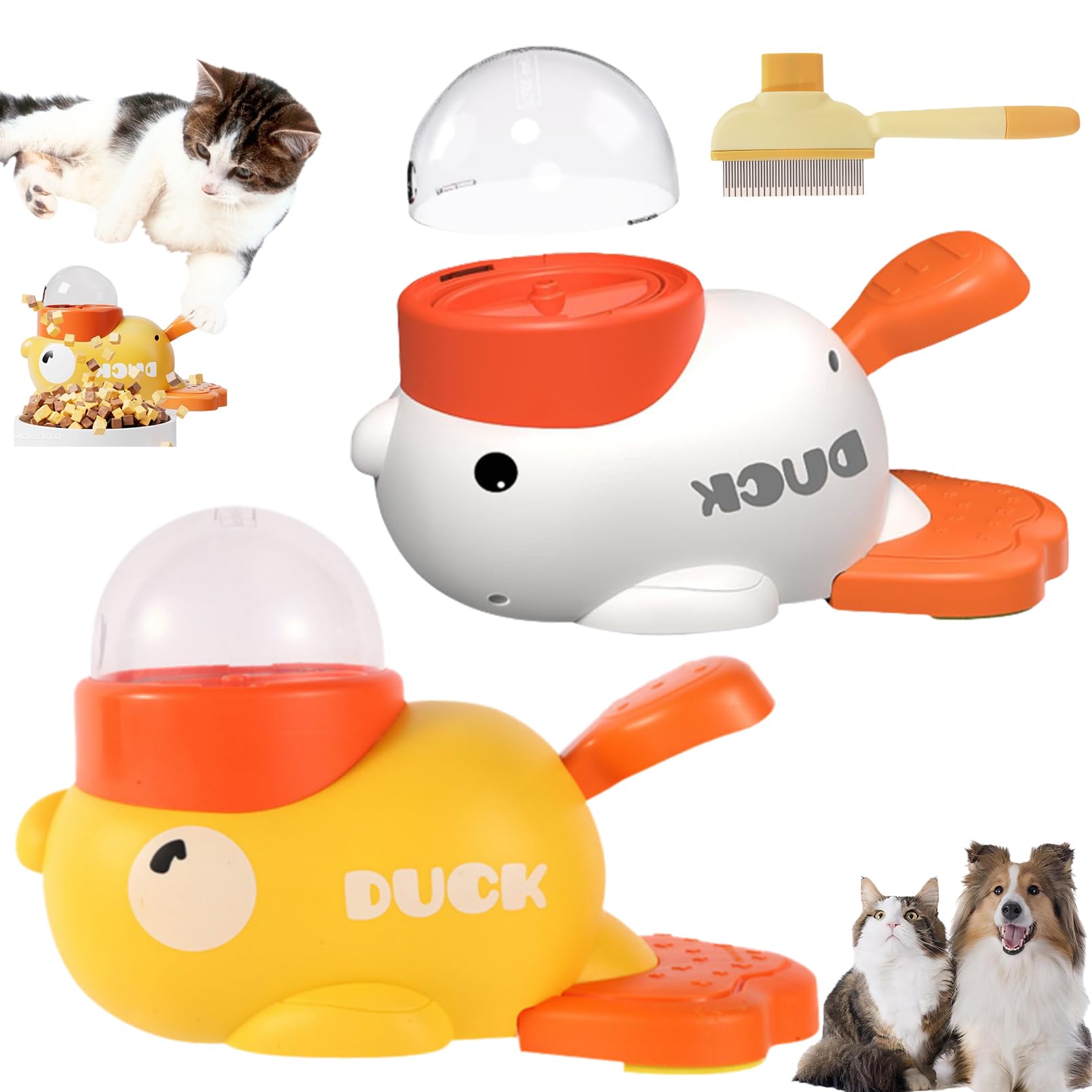 Cat Slot Machine Treat Dispenser, Cat Treat Slot Machine, Interactive Duck Frenchie Toy, Duck-Shaped Interactive Treat Dispenser Toy, Food Puzzle Slow Feeder with Button (Mix)