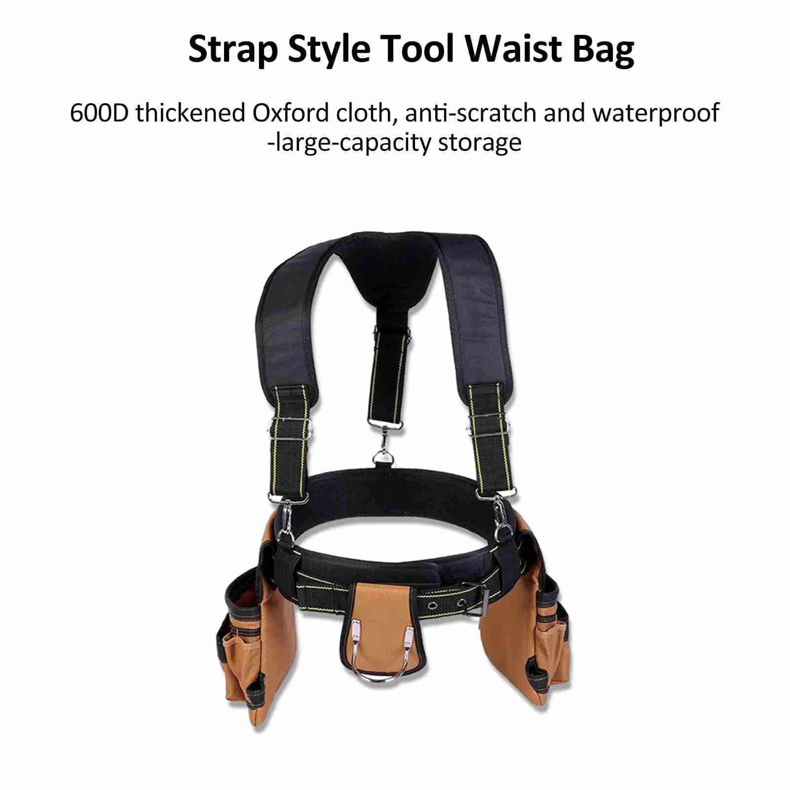 Cinturón de herramientas con tirantes, chaleco de herramientas con bolsa desmontable, bolsas, herramienta de soporte de cintura para carpinteros, electricistas y jardineros (cinturón de cintura)