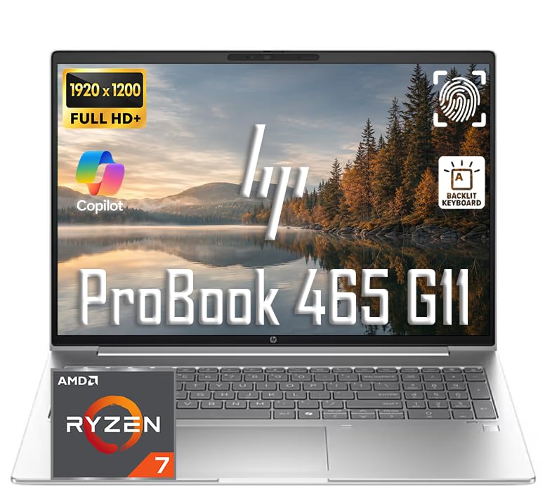 HP ProBook 465 G11 Laptop, 16" FHD+, 16GB DDR5, 512GB SSD, Ryzen 7 7735U