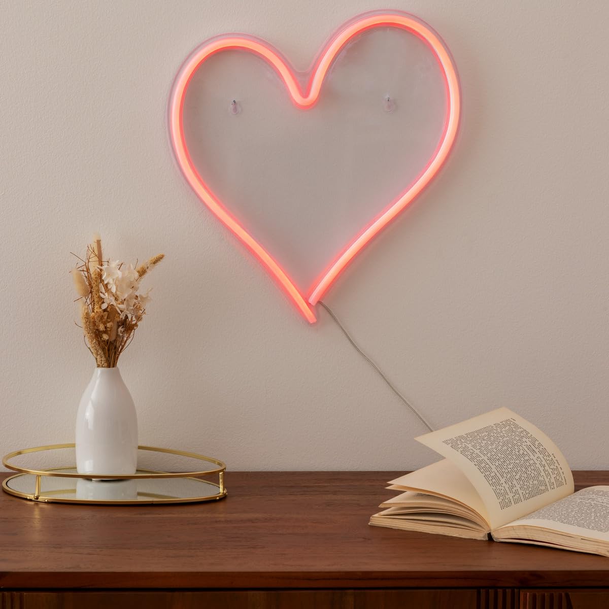 Atmosphera - Tube néon mural led coeur rouge l 32cm