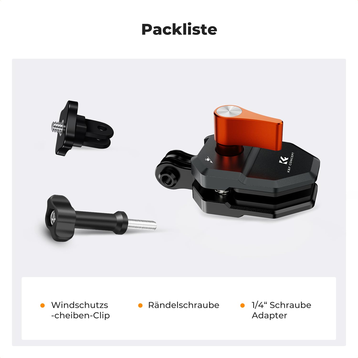 K&F CONCEPT Motorrad Windschutzscheibe Clamp für Go Pro Hero 13/12/11, Aluminiumlegierung Halterung Klemme Clip für DJI Osmo Action 3/4/5 Pro/6, Insta360 X5/X4, DJI Osmo 360 Action Kamera Zubehör