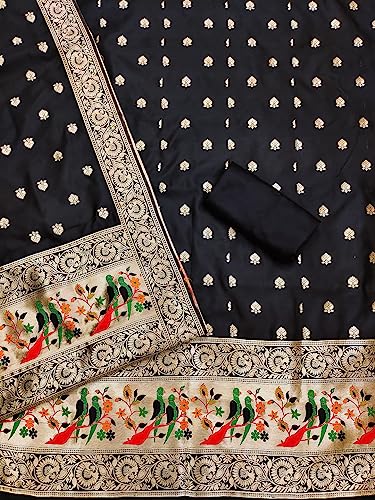 Image of Pandadi Women's Banarasi Paithani Woven Design Dress Material