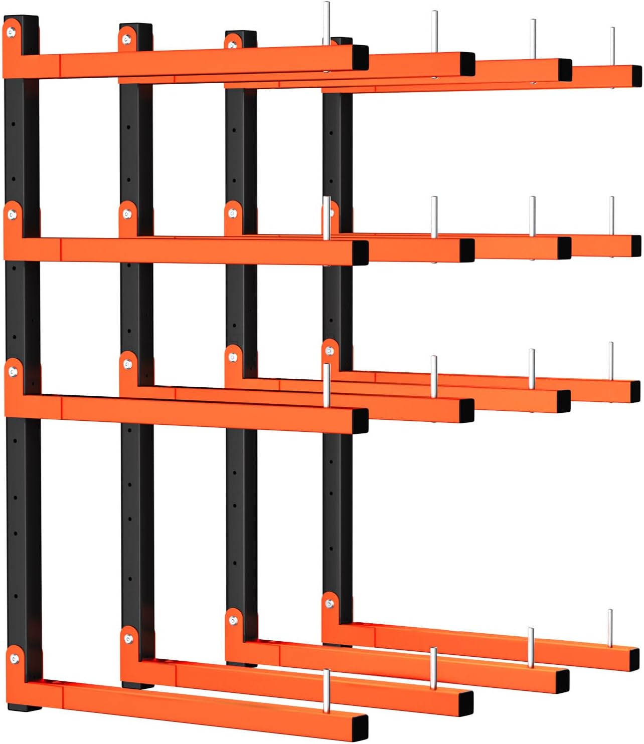 4 Pack Lumber Storage Rack, Adjustable Lumber Rack Wall Mount With 8-Level, Heavy Duty Sturdy Garage Wood Organizer Wood Storage Racks Holds Up 1040 LBS, Indoor & Outdoor Use(Adjustable 4 Pack)