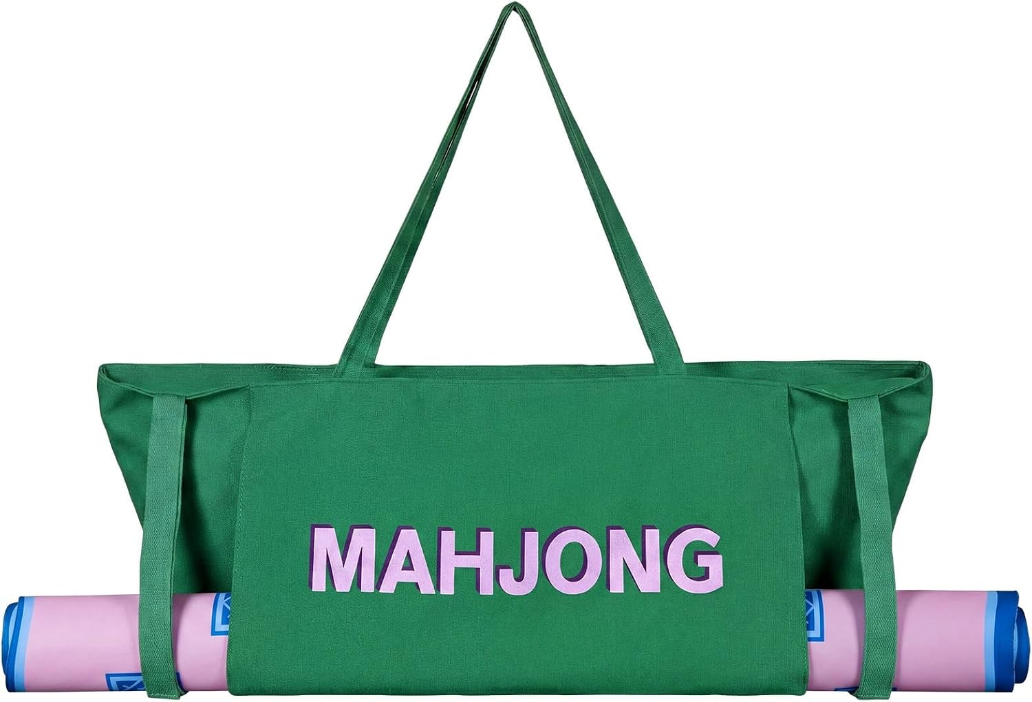 Abbylike 28"x9" Mahjong Bag for Mahjong Accessories,Green,Canvas