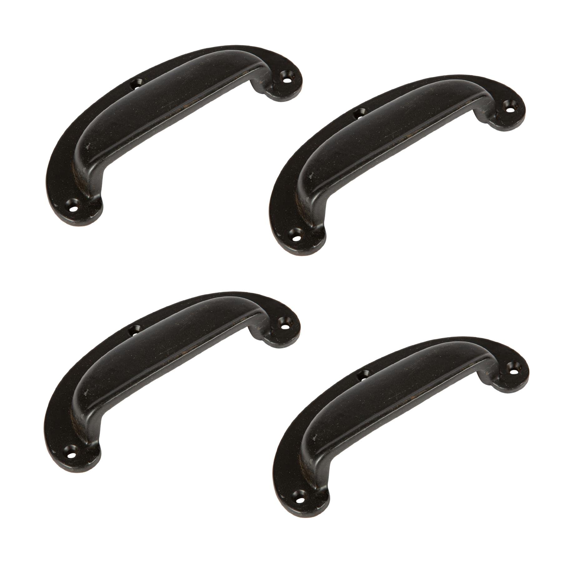 Hammer And Tongs Black Wide Lipped Cabinet Drawer Handles - W130mm X H50mm - Pack Of 4 - Home Storage Cupboard Handle Door Knob Cabinet Pull Handles With Screws Included