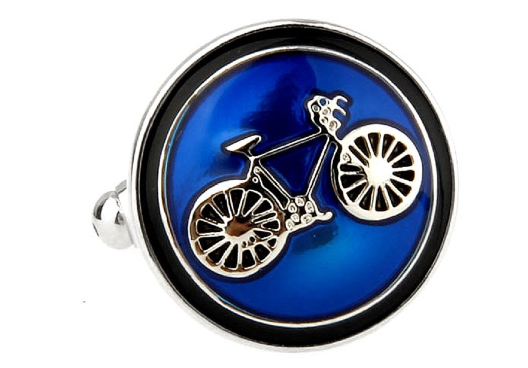 MRCUFFBike Bicycle Cycling Cyclists Blue Pair Cufflinks in a Presentation Gift Box & Polishing Cloth