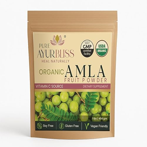 PureAyurbliss Amla en polvo, mezcla ayurvédica para la salud digestiva, apoyo inmunológico, nutrición vegana y sin gluten, fuente natural de