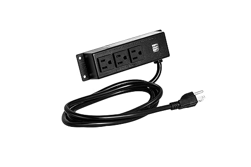 Miniatura 3 de Regleta de alimentación  2 puertos de carga USB, 3 tomacorrientes  Enchufe debajo del escritorio Barra de alimentación con USB  Cable de