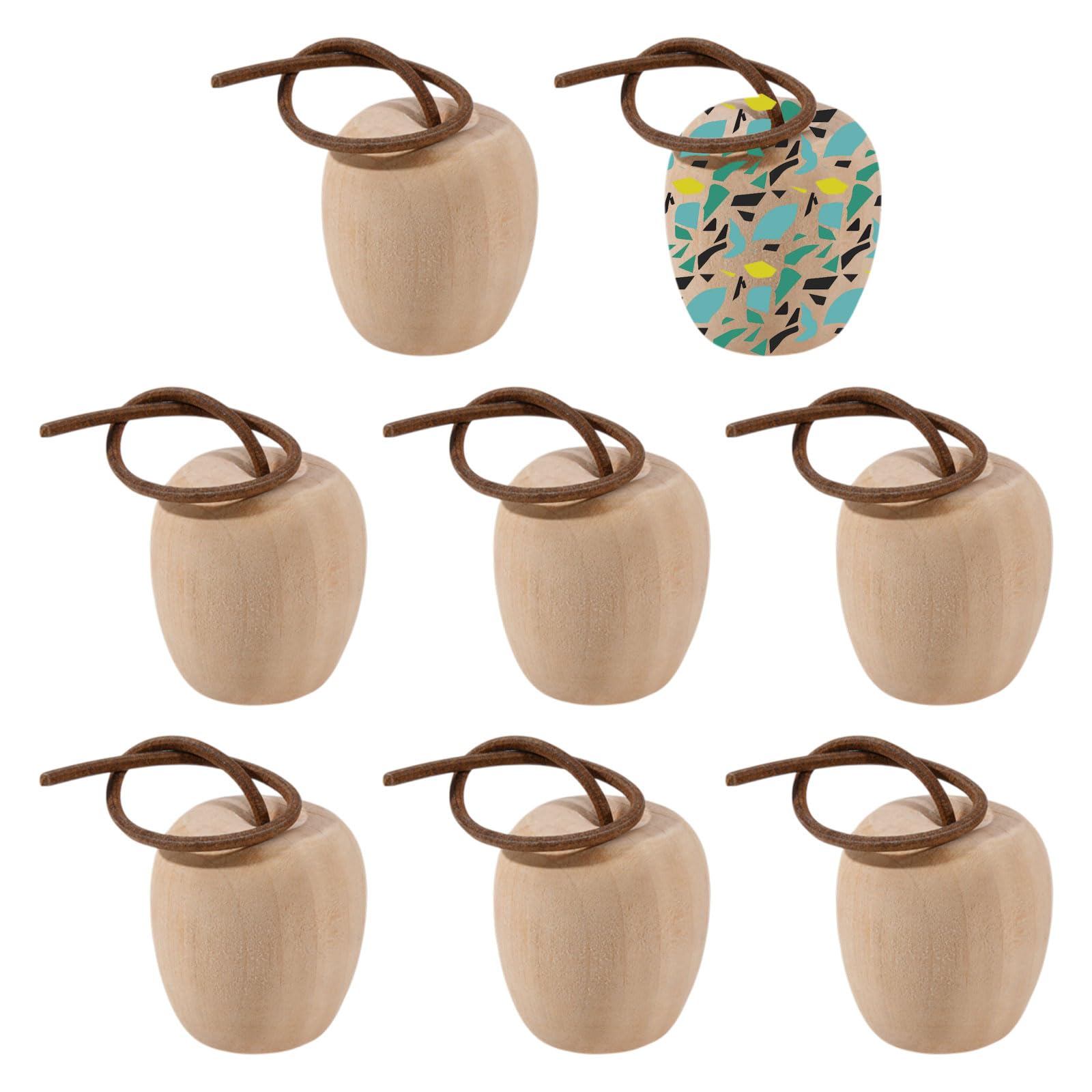 Lot de 8 pommes en bois 3D avec cordon pour loisirs créatifs