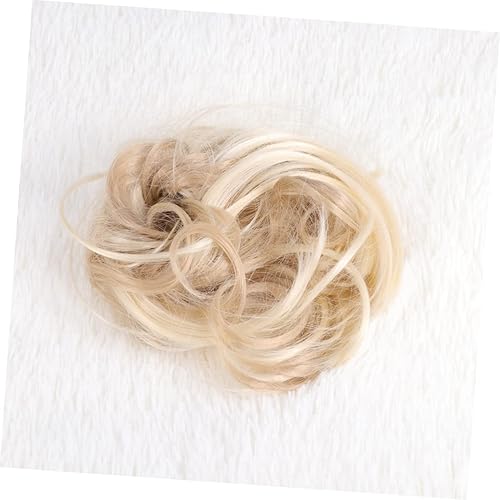Miniatura 5 de FRCOLOR Peluca rizada elástica Donuthead con lazos para el cabello para mujeres, peluca de cola de caballo esponjosa para niñas para fiestas y bodas