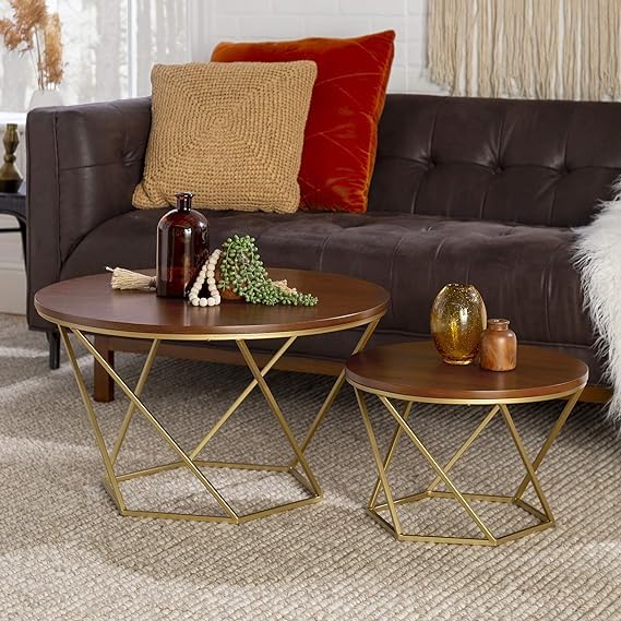 CROWN ART SHOPPEE Round Nesting Coffee Set, Stackable Modern Accent ...