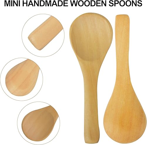 Miniatura 4 de Cucharas pequeñas de madera 50 piezas  Mini cucharas de madera natural cucharadita de miel, cuchara de condimento de cocina, cuchara de café,