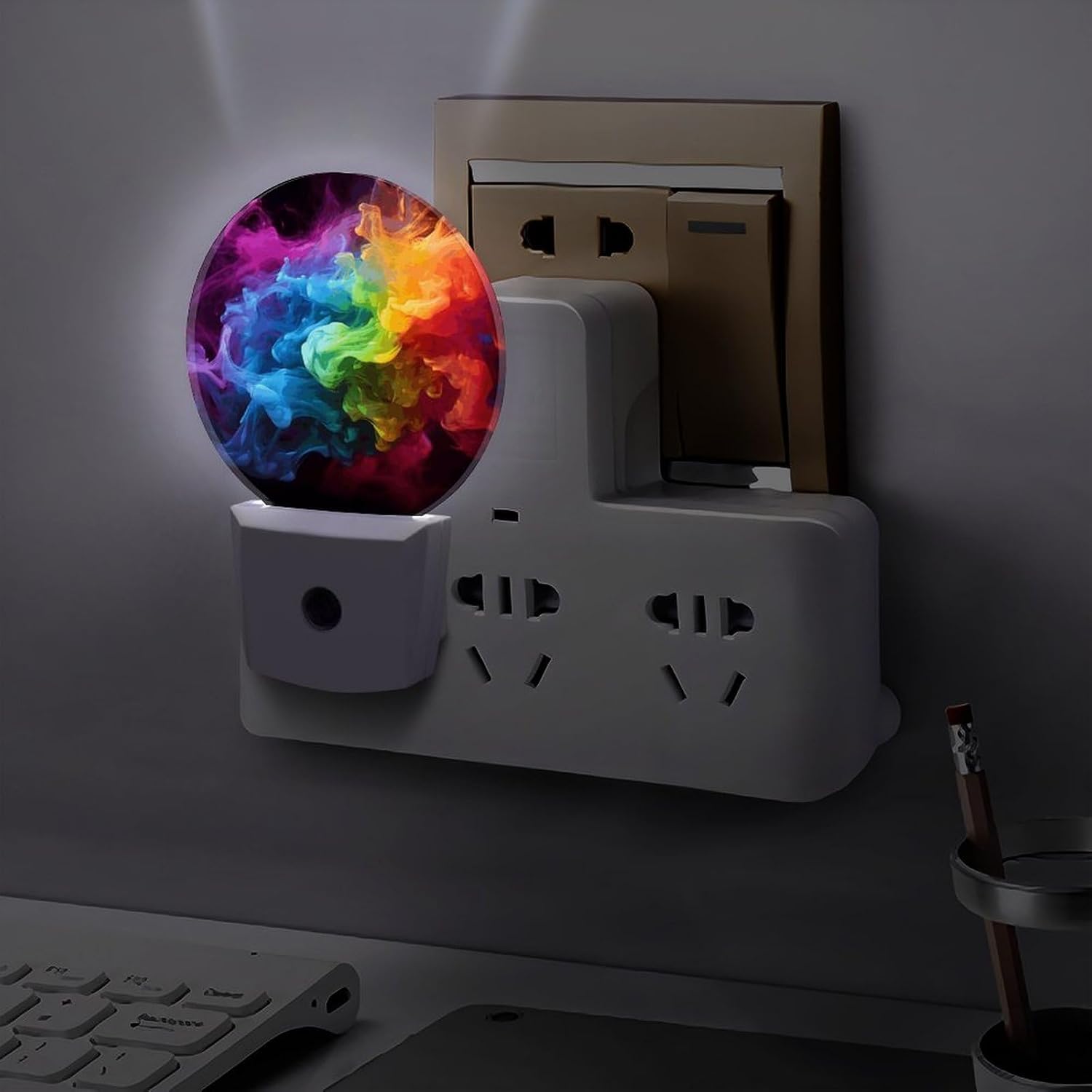 Rainbow Smoke Decoration Night Lights Plug Into Wall image 5