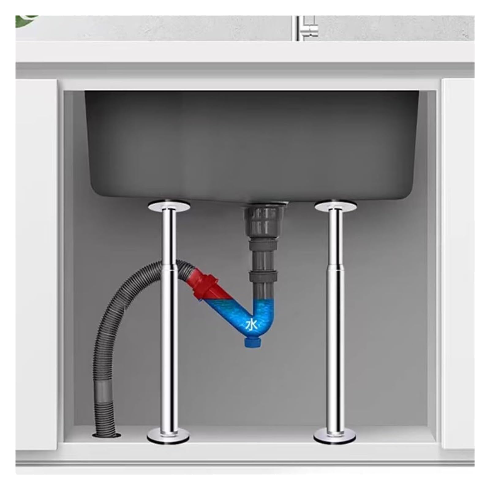 Zxgrfdefa One Color Sink Support Legs, Under Basin Brackets Stainless Steeladjustable Support Poles Drill Free Furniture Leg For Kitchen Bathroom Cabinet(2*Height 26 37Cm)