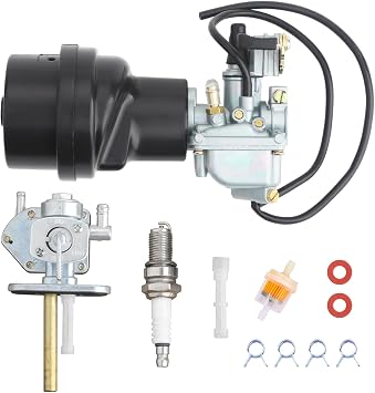 LT50 Carburetor & Air Filter Box & Fuel Valve Petcock With Spark Plug For Suzuki ATV Quadmaster 50 LT-A50 2002-2005, ALT50 1983-1984, LT50 QuadRunner 1984-1987, JR50 1978-2006
