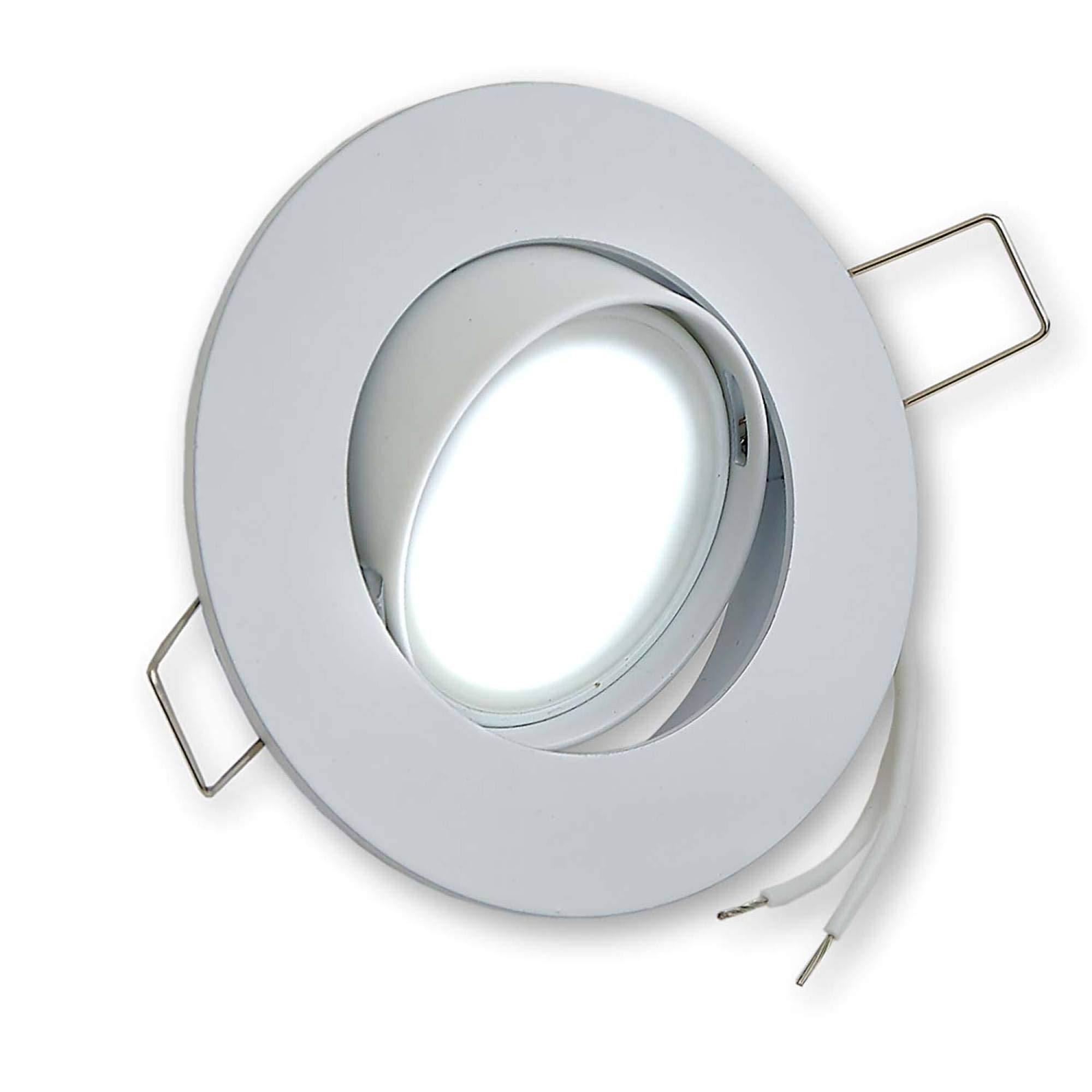 10x LED Einbaustrahler Set weiß rund 6,5 Watt neutralweiß 230V flach, schwenkbar und - Einbauleuchte 75-80mm Bohrloch - Einbau-Spot Decken-Strahler Deckeneinbaustrahler