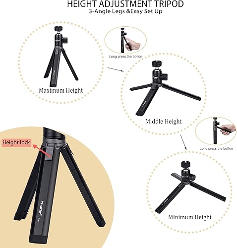 Miniatura 3 de Trípode de cámara con soporte de zapata fría, montaje de cabeza de bola de aleación de aluminio panorámica de 360° con tornillo de 1/4 pulgadas para
