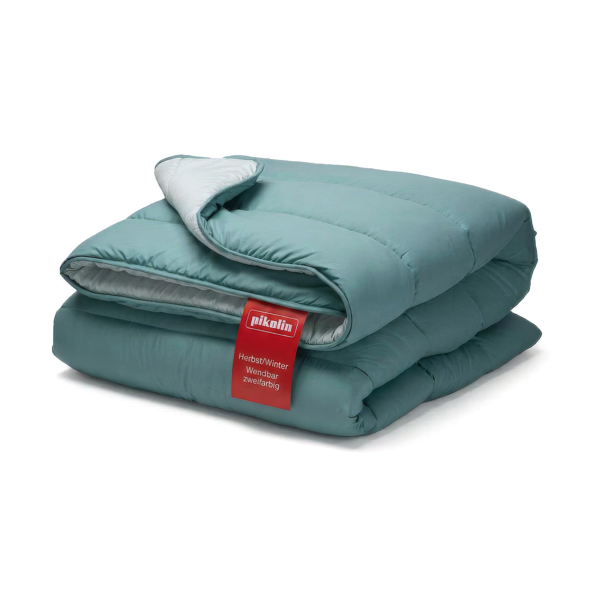 PIKOLIN Bettdecke 260 x 240 cm. Wende-Bettdecke mit 300g Daunen-Touch Faser, Warm und Atmungsaktiv, Ganzjahres-Steppdecke, Hochwertige Schlafdecke, Hypoallergen, Farbe Grün/Grün