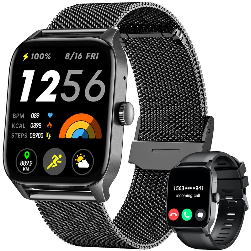 Reloj Inteligente Mujer Smartwatch con Llamadas: 1.83'Smart Watch Fitness Impermeable Deportivo Podometro Pulsometro Presion Arterial Pulsera Actividad Reloj Digital Mujer para Android iOS (Black)