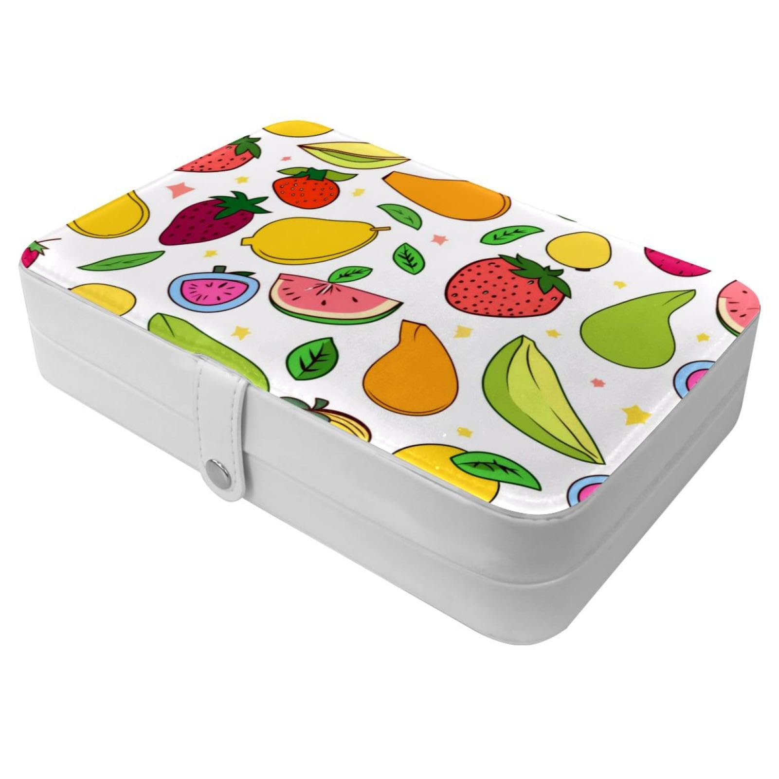 Étui de rangement de voyage pour boucles d'oreilles et bracelets motif fruits