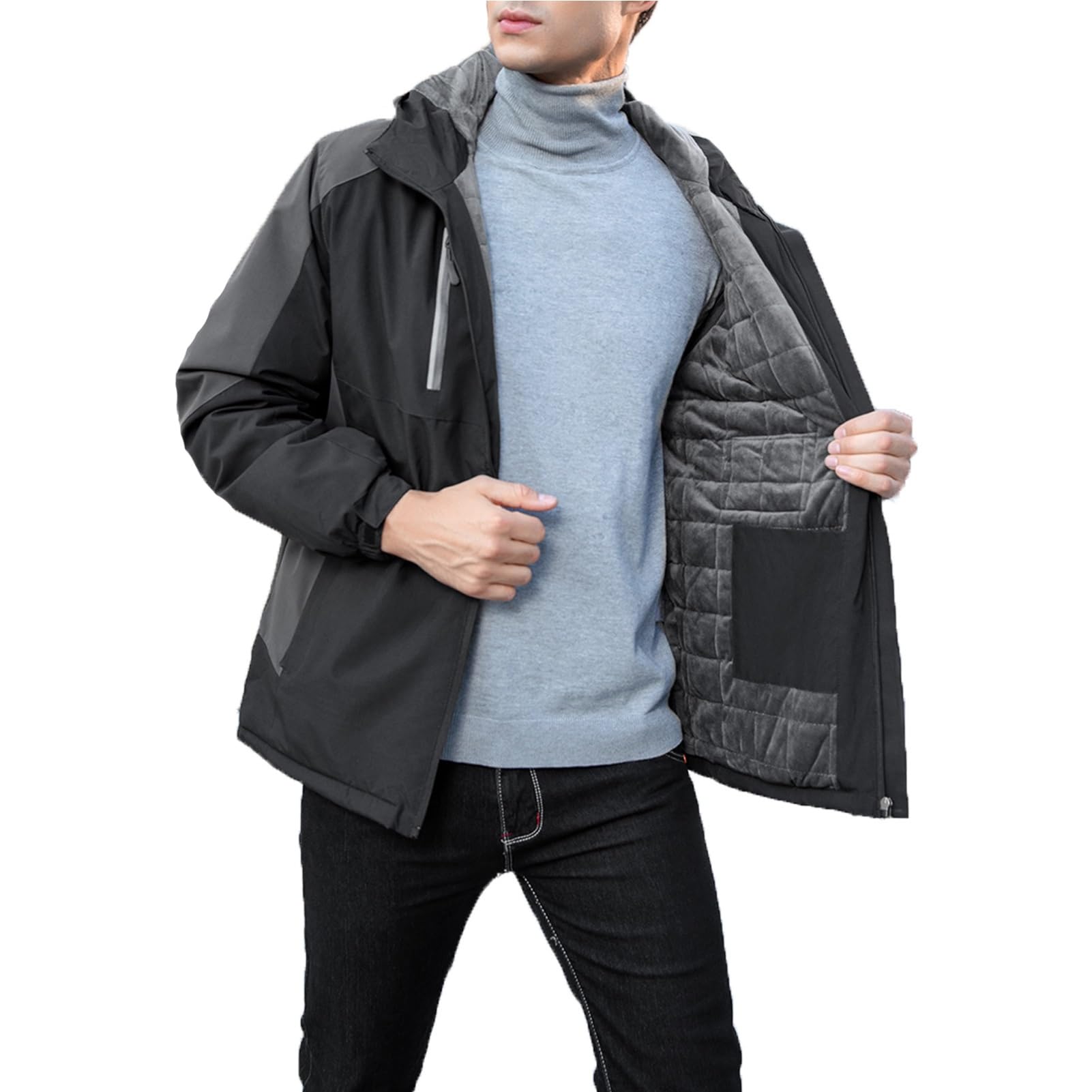 Męska Podgrzewana Kurtka Typu Softshell Z Kapturem, Wodoodporna, Lekka, Ocieplana Wiatrówka, Płaszcz Grzewczy USB