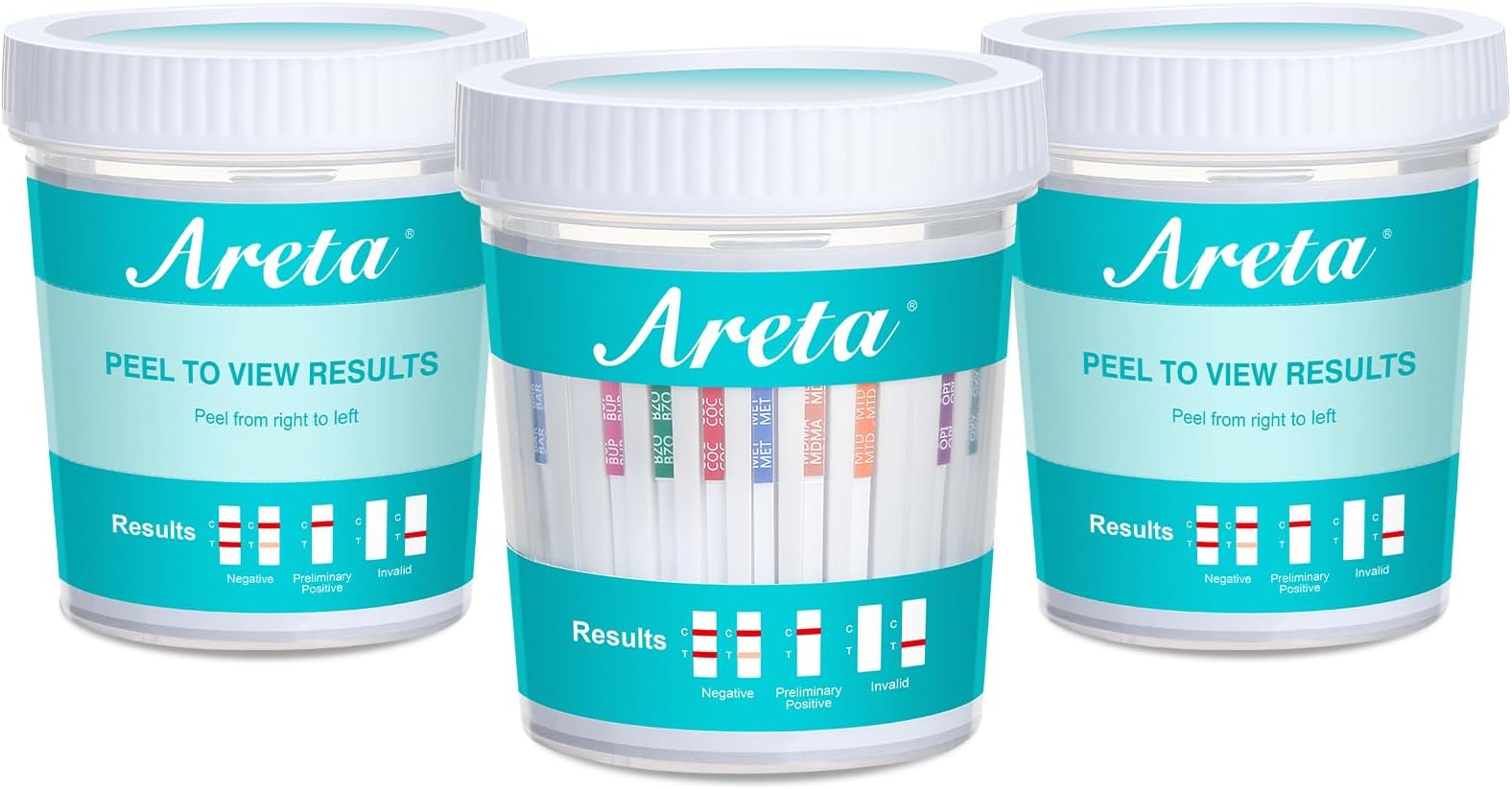 Areta 5 Panel Instant Urine Test Cups - Testing 5 Urinary Drug Metabolites Highly Sensitive Home Testing Kit Over The Counter Use - #ACDOA-754 50 Pack