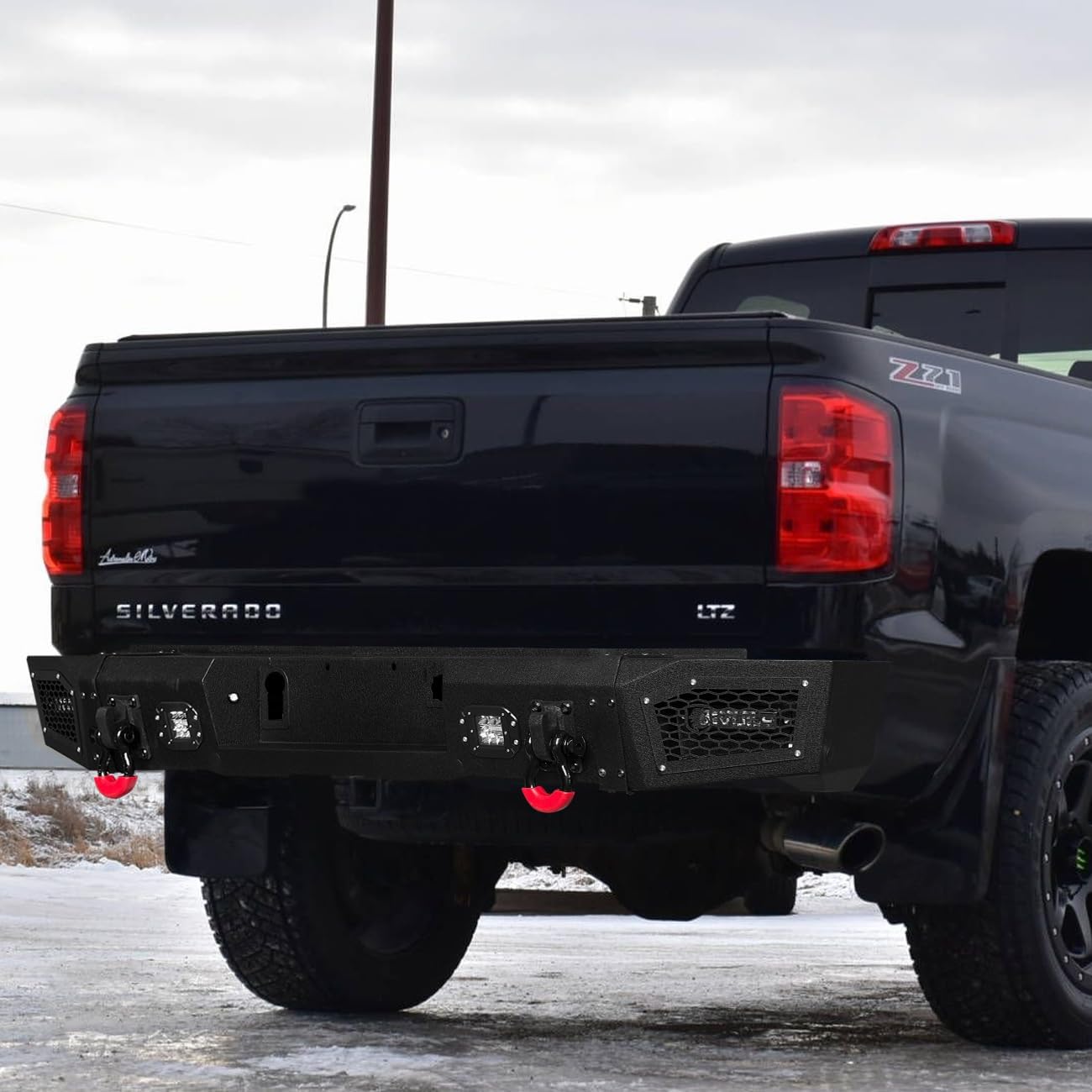 Vijay Front and Rear Bumper Fits 2014-2015 Chevy Silverado 1500 with Winch Plate and Lights