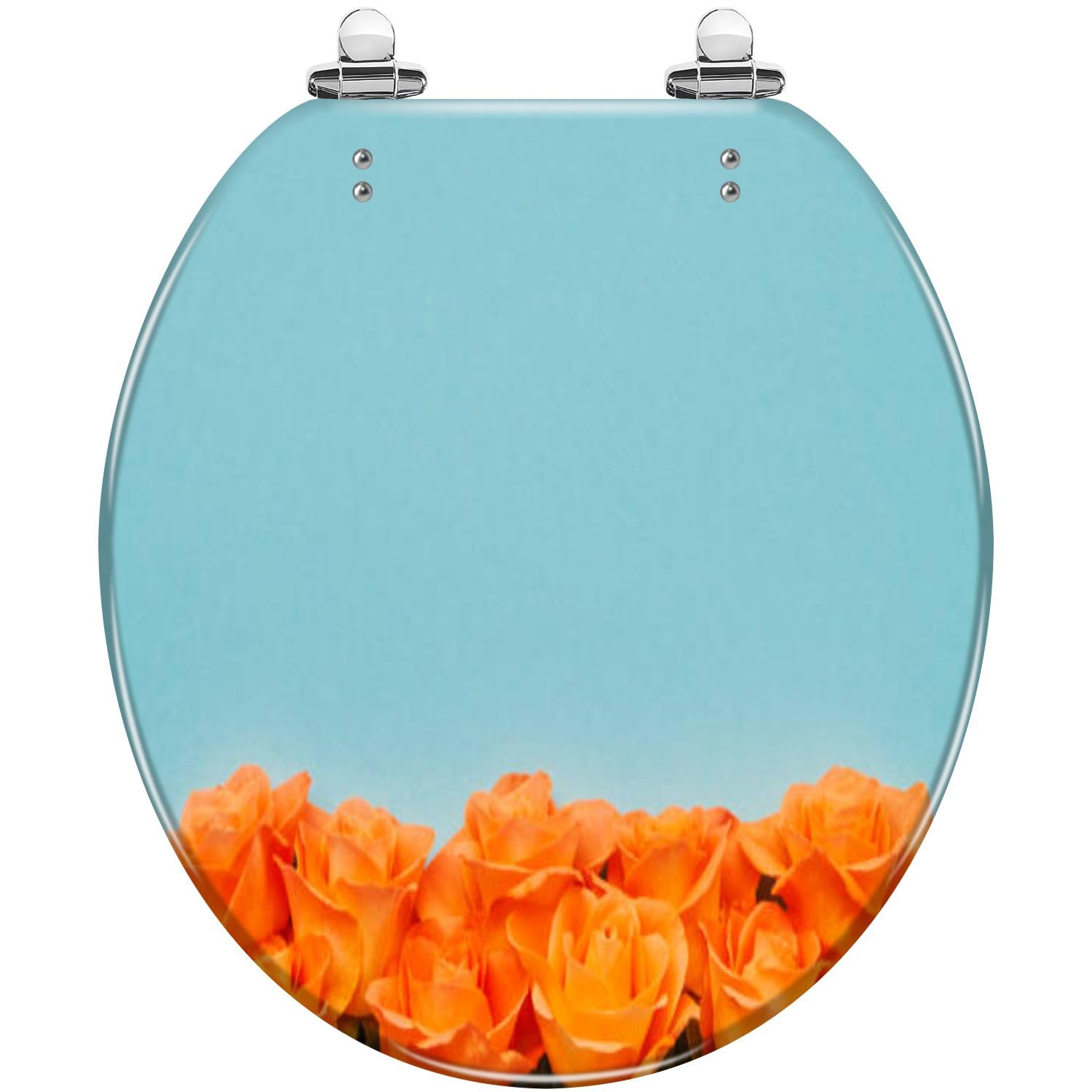 Round Meadow Butterflies Resin Toilet Seat Quiet Slow Close Quick-Release Hinges Easy to Clean(Multi10)