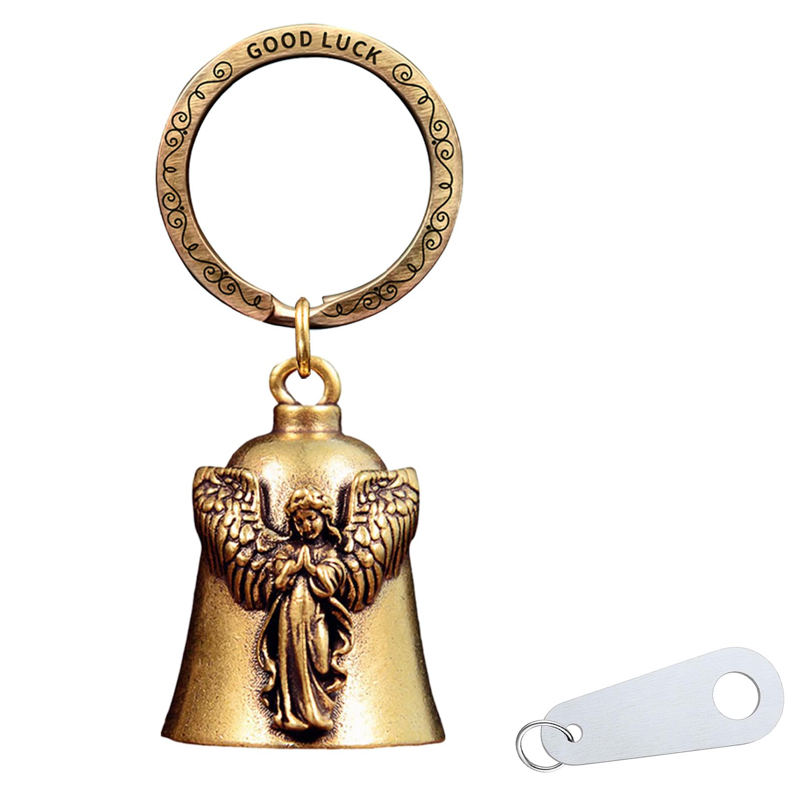 DHSUN Biker Guardian Bell Luck Riding Bell Motorcycle Gremlin Bells with 2 Key Rings Accessories Motorcycle Bell Hanger Key Chain Made of Brass, Clear Sound