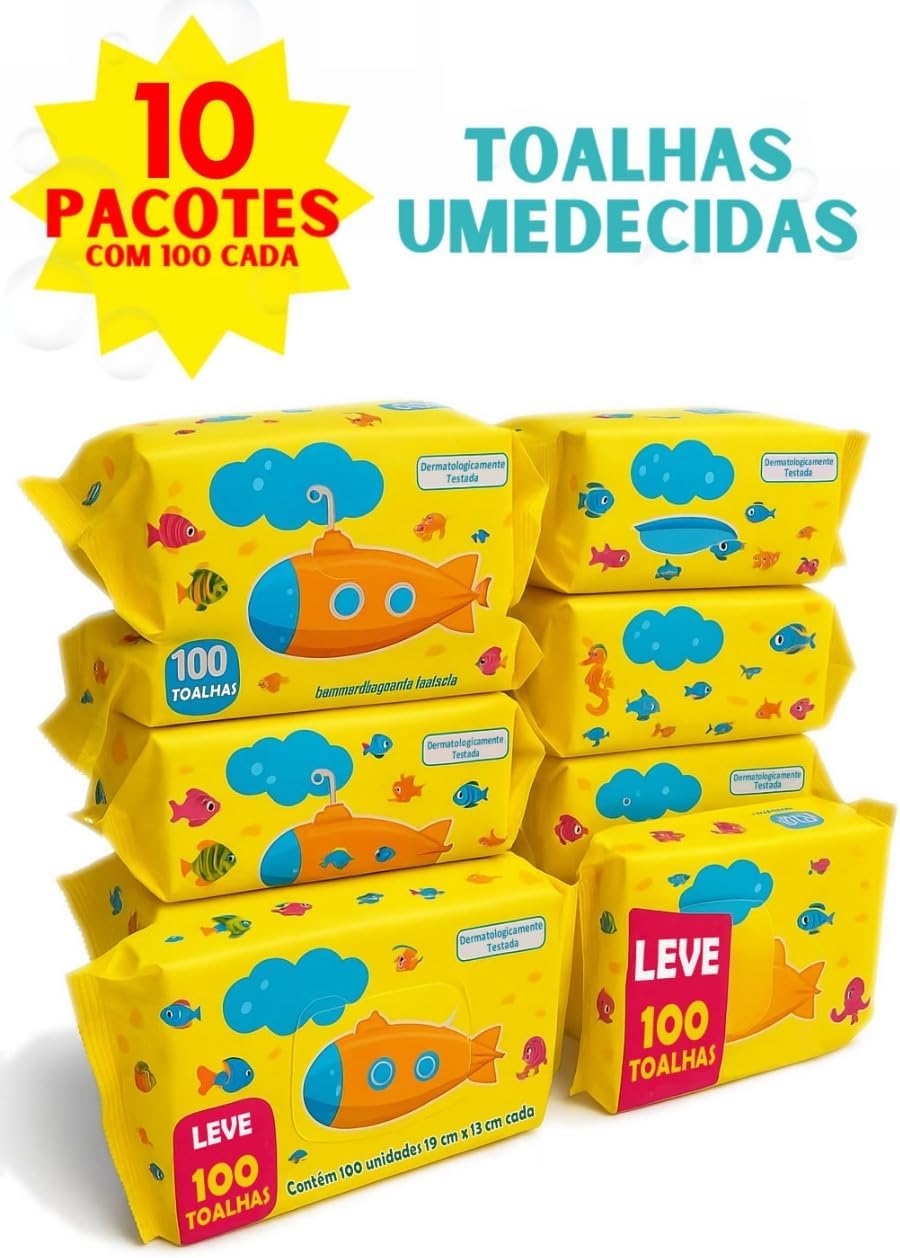 Kit 1000 Toalhas Umedecidas Kit Lenço Umedecido Bebe Praticidade e Cuidado em Cada Toque (KIt 500, 19x13cm)