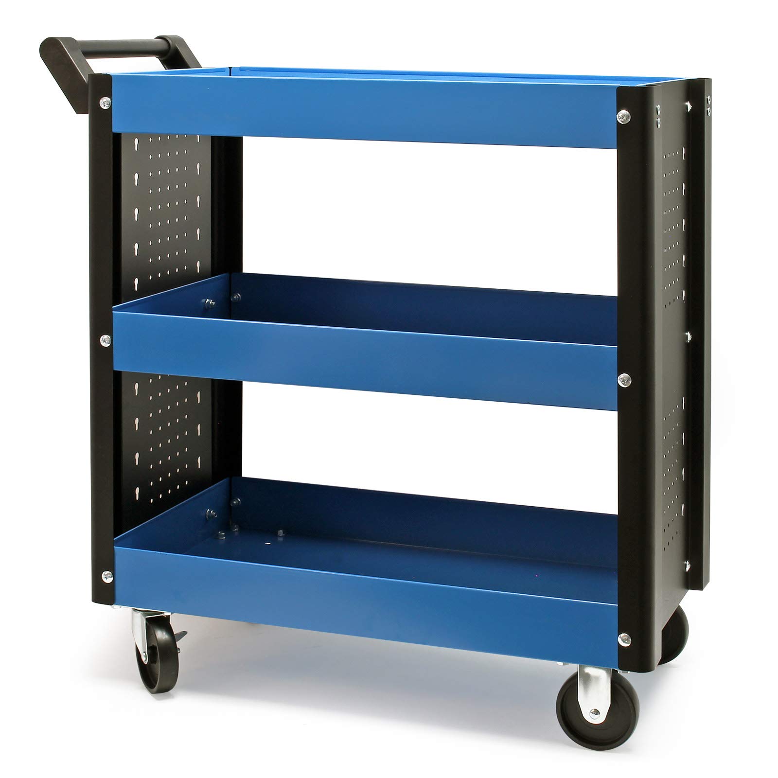 Carro Taller con 3 Niveles Carrito portaherramientas Ruedas de plástico y Frenos Bandejas Altas