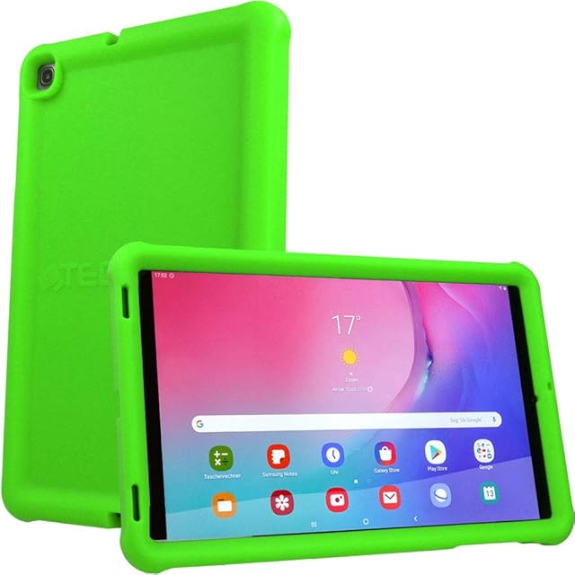 TECHGEAR Bumper Case fits New Samsung Galaxy Tab A 10.1" 2019 (SM-T510 / SM-T515) Rugged Shockproof Soft Silicone Protective Easy Grip Anti-Slip Case with Screen Film, Kids Proof Case [GREEN]