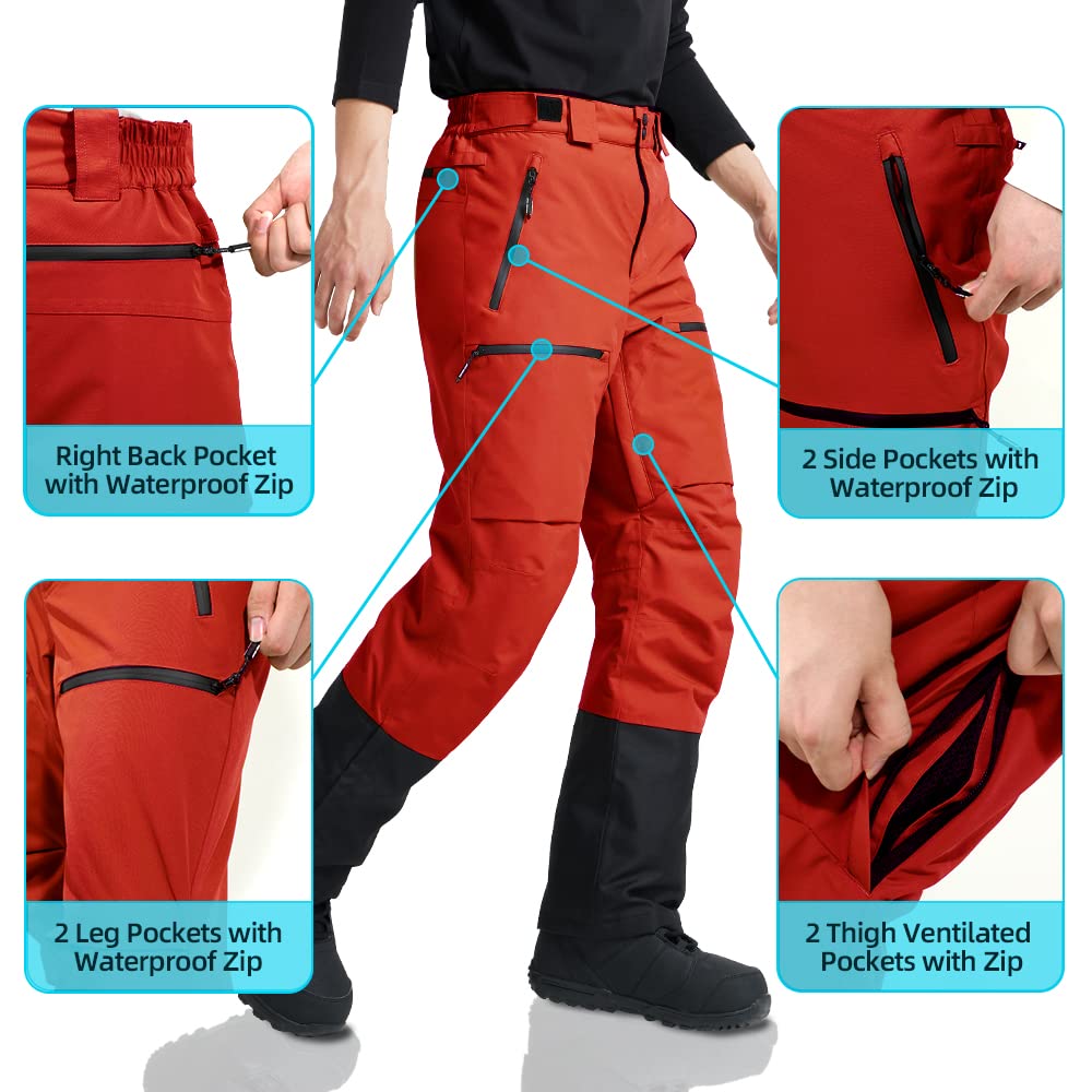 Pioneer Camp Pantalones de esquí para Hombre Snowboard Pantalones con múltiples Bolsillos