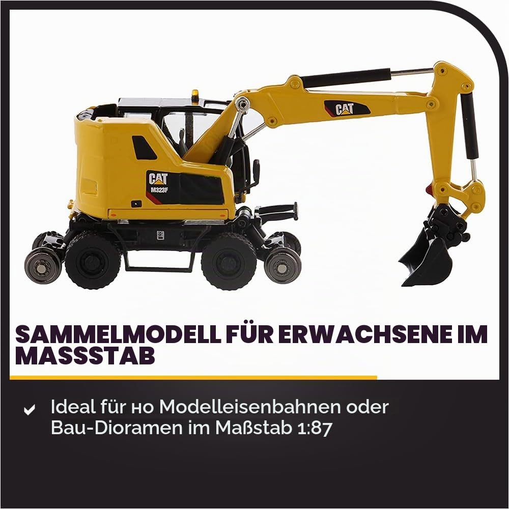 Diecast Masters 1:87 HO Model Cat M323F Railroad Wheeled Excavator, 85612