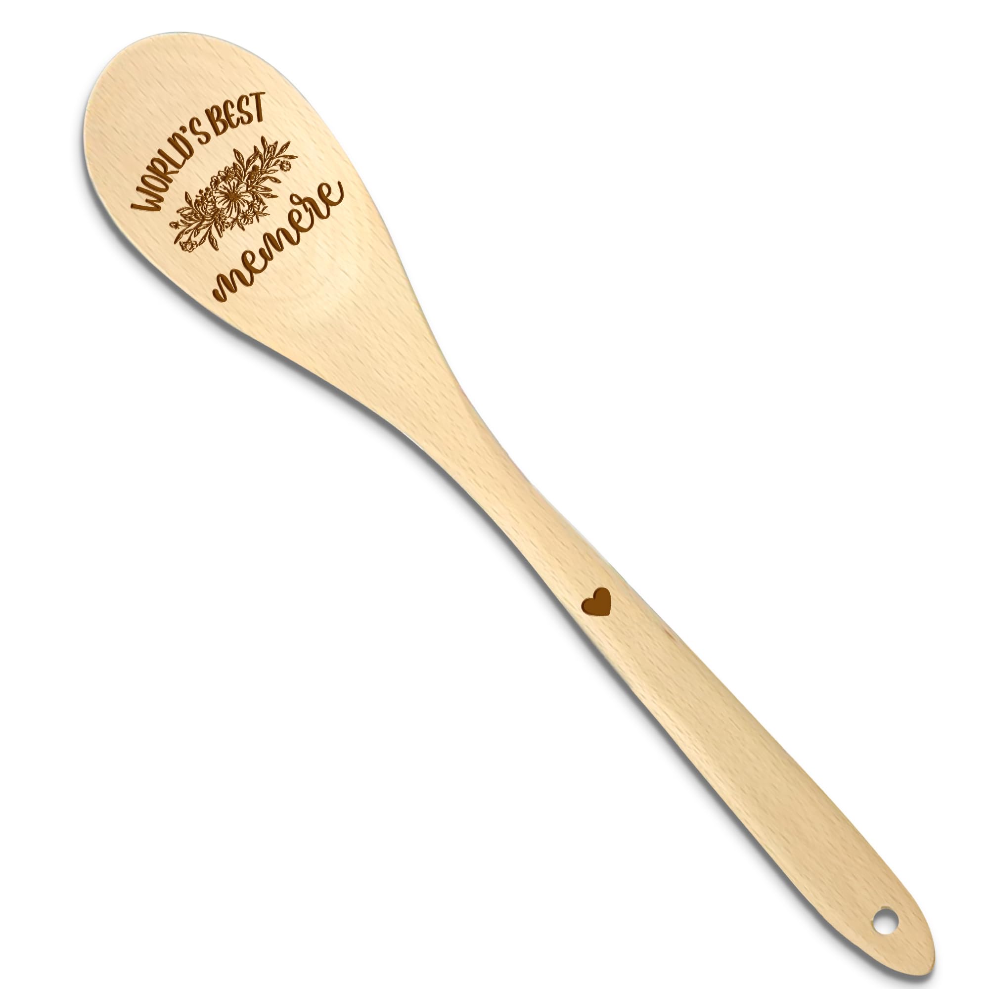 Beliran Memere Cooking Wooden Spoons - Memeres Gifts Mothers Day Wood Spoons, Gifts for Memeres from Grandkids Wooden Cooking Utensils, World's Best Memere Kitchen Gift Kitchen Accessories, 12 Inch