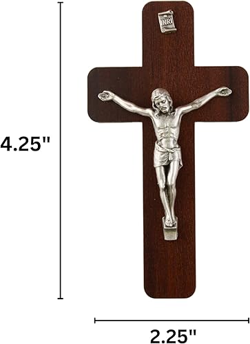 Miniatura 3 de Needzo Crucifijo católico de madera, cruz para puerta colgante para el hogar, 4.25 x 2.25 pulgadas